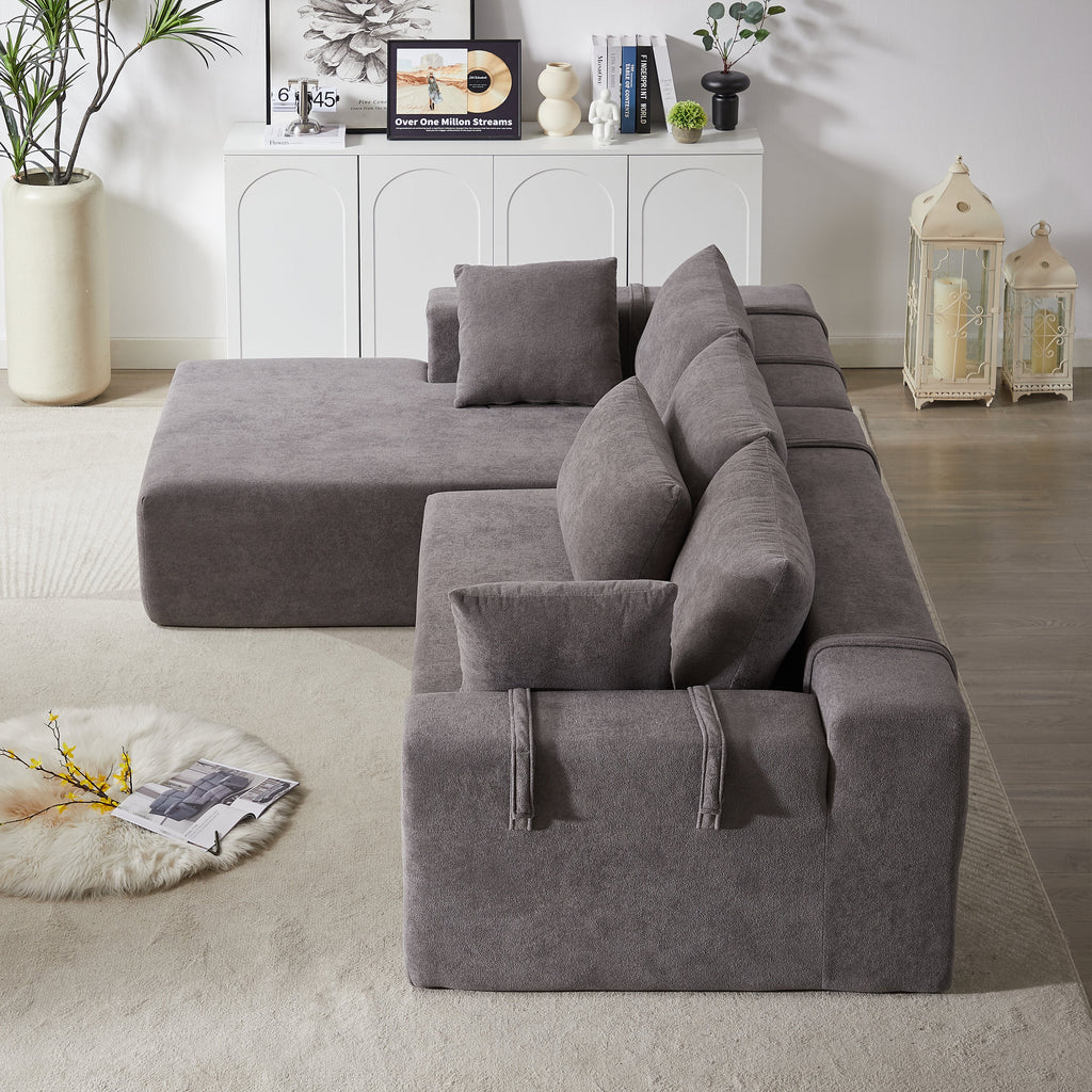 Modern Chenille Upholstered Sectional Sofa Couch Set,Modular 108' L Shaped Sectional Living Room Sofa Set With 6 Pillows,Free Combination Sofa Couch for Living Room,Bedroom(Left Chaise)W834P240001