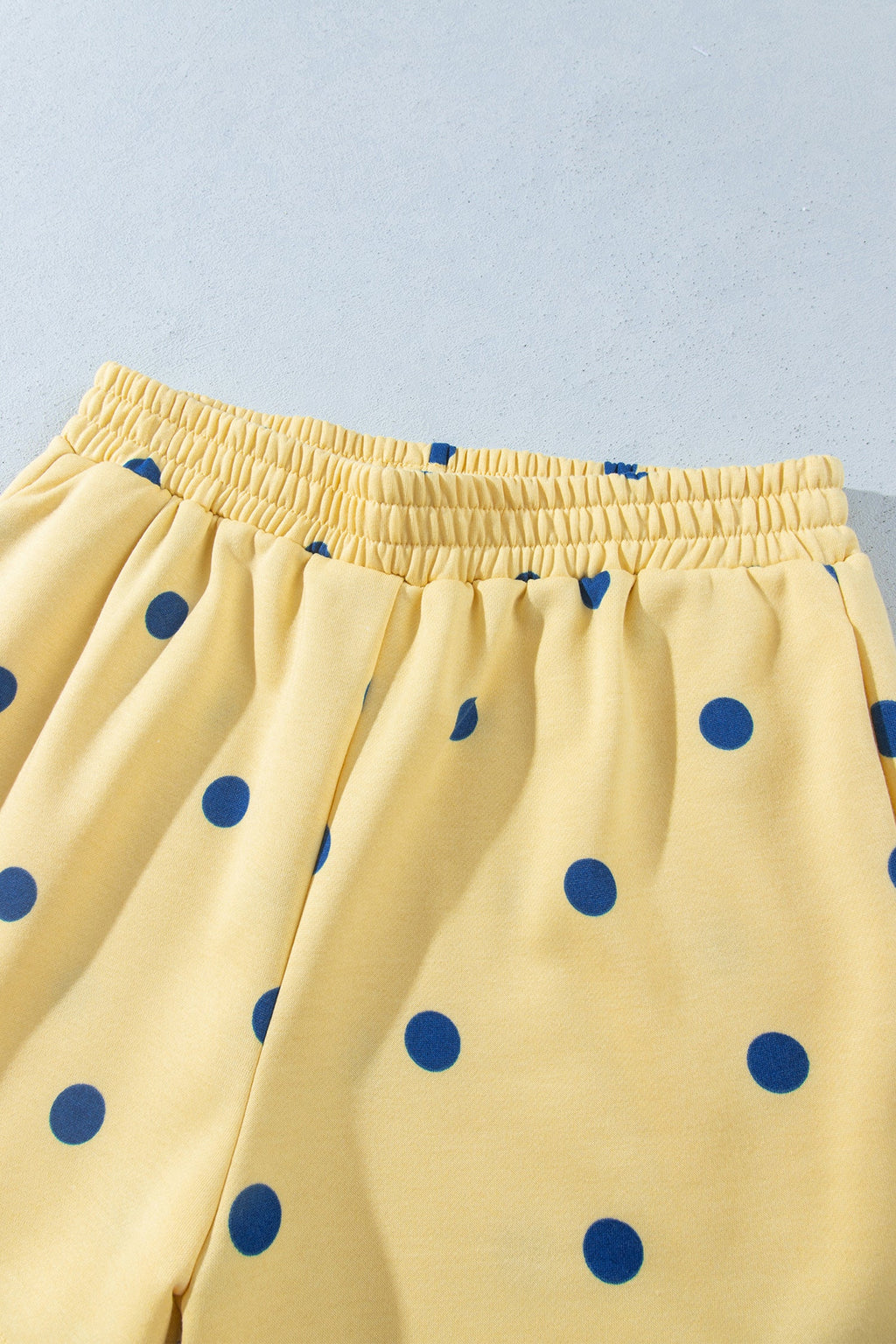 Polka Dot Ribbed Trim Long Sleeve Top & Shorts Set