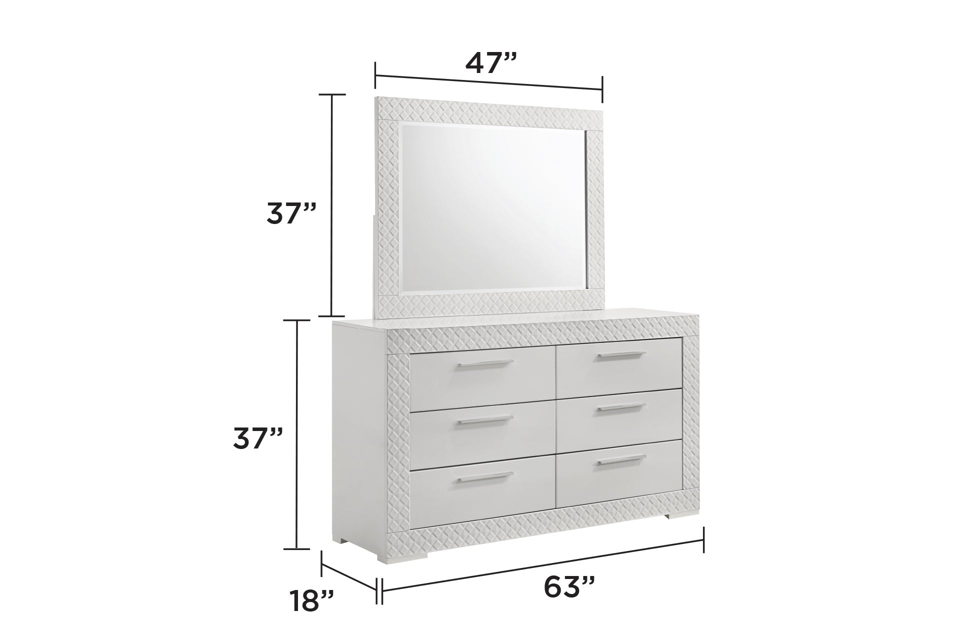 Blanca Modern Style 5 Pc Queen Bedroom Set with LED Headboard Made with Wood in White