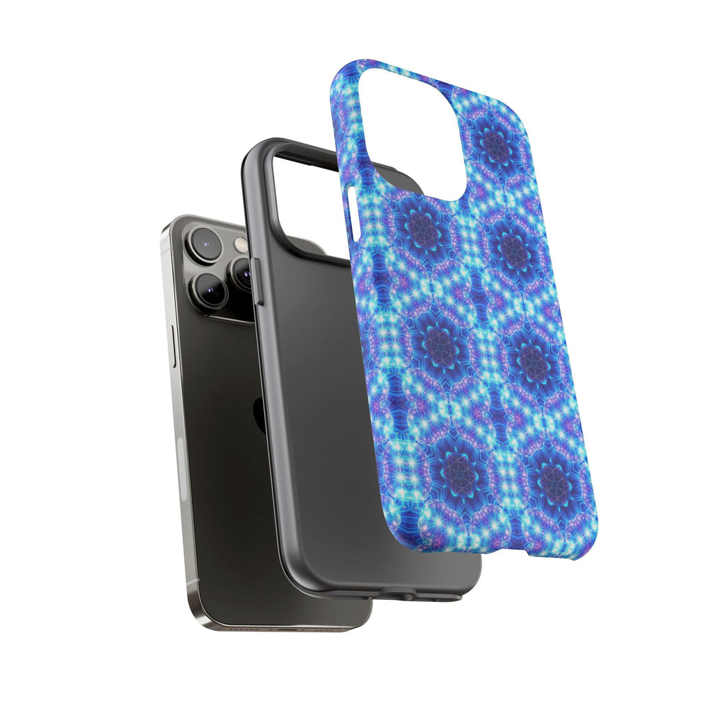 Blue Mandalas with Neon Lights Tough Phone Cases