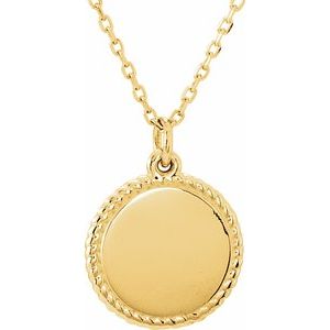 18K Yellow Gold Vermeil Engravable Round 16-18" Rope Necklace