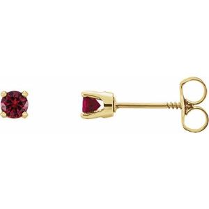 14K Yellow Gold Natural Ruby Youth Earrings