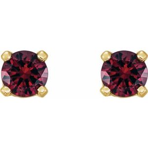 14K Yellow Gold Natural Mozambique Garnet Youth Earrings – image 2