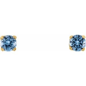 14K Yellow Gold Natural Aquamarine Youth Earrings – image 2