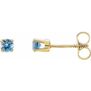 14K Yellow Gold Natural Aquamarine Youth Earrings