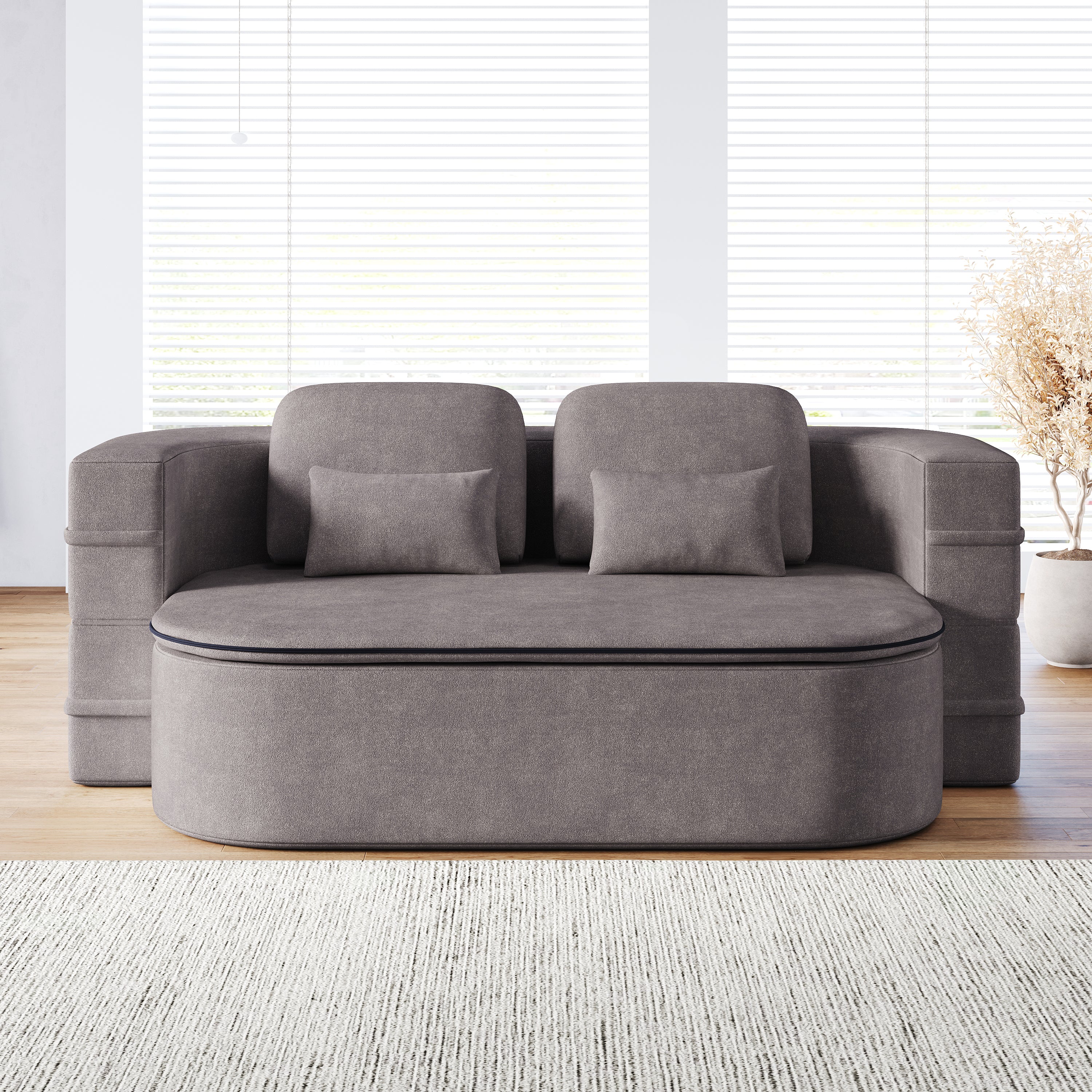 75''2-in-1 Foldable Sofa,Convertible Sleeper Foam Sofa Bed with Multi Functional Blanket, Chenille Floor folding sofa bed,  Floor Sofa Lounge Sofa for Living Room Bedroom Lounge Studio