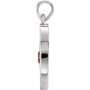 Platinum Natural Ruby Disc Pendant