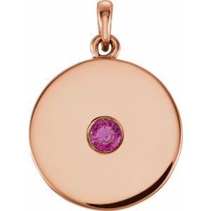 14K Rose Gold Natural Ruby Disc Pendant