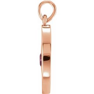 14K Rose Gold Natural Ruby Disc Pendant