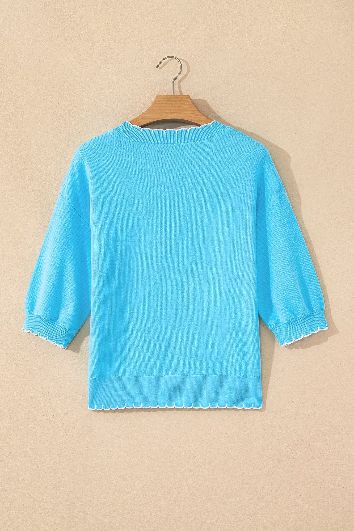 Bow Tie Contrast Stitch 3/4 Sleeve Sweater