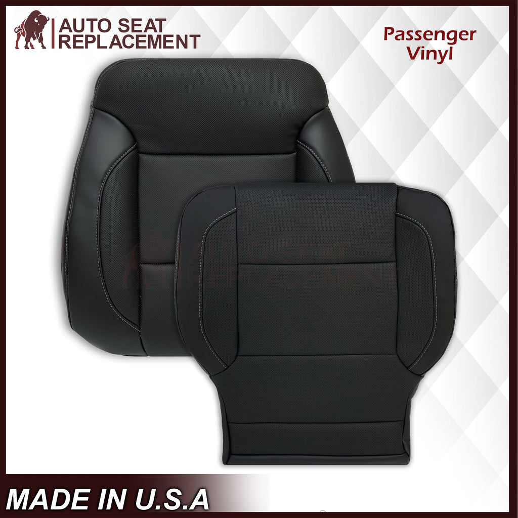 2014 - 2019 Chevy Silverado Tahoe Suburban & GMC Yukon Perforated Leather Seat Cover Replacement in Black (Perforated Jet Black)