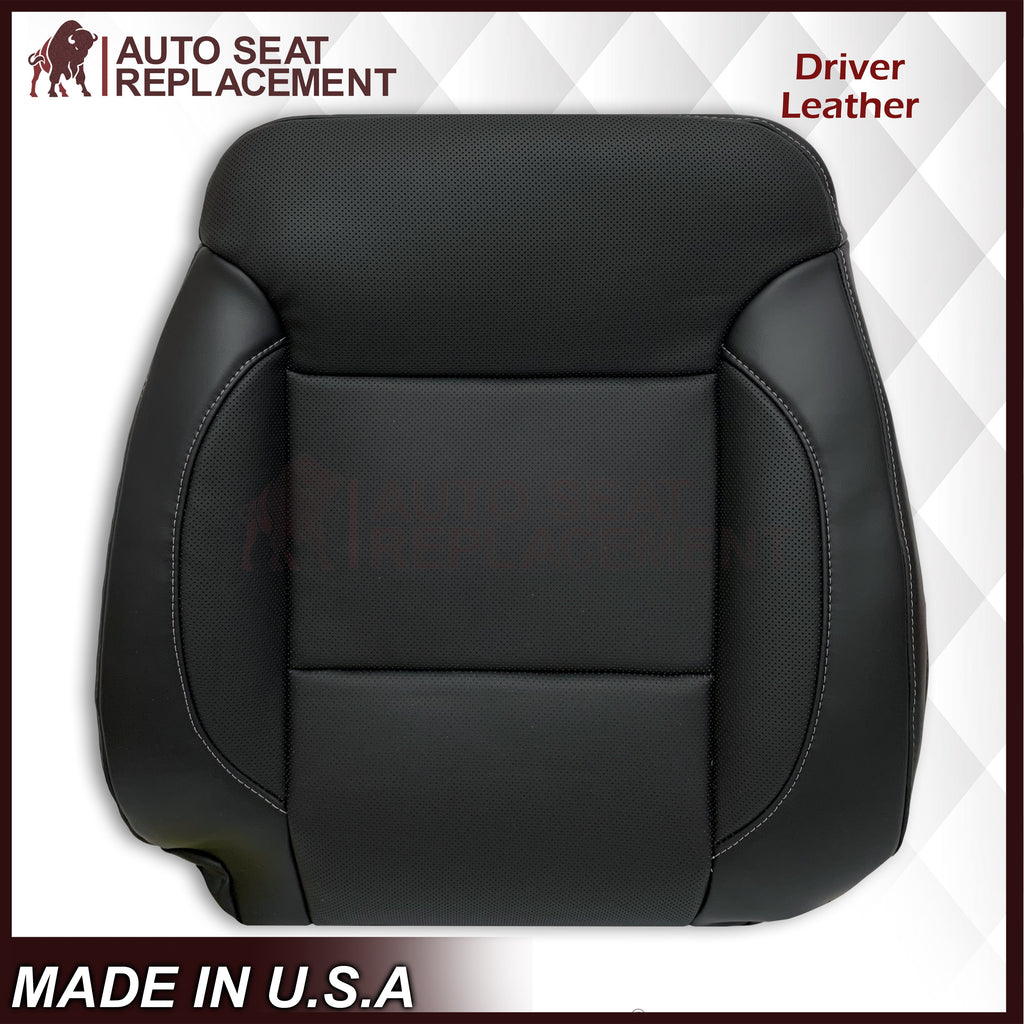 2014 - 2019 Chevy Silverado Tahoe Suburban & GMC Yukon Perforated Leather Seat Cover Replacement in Black (Perforated Jet Black)