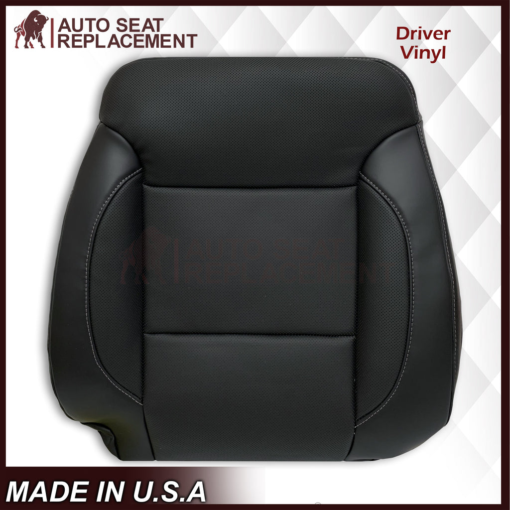 2014 - 2019 Chevy Silverado Tahoe Suburban & GMC Yukon Perforated Leather Seat Cover Replacement in Black (Perforated Jet Black)