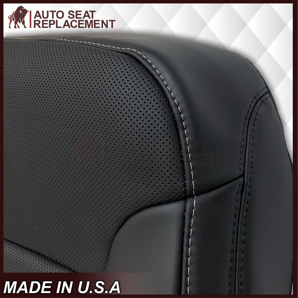 2014 - 2019 Chevy Silverado Tahoe Suburban & GMC Yukon Perforated Leather Seat Cover Replacement in Black (Perforated Jet Black)