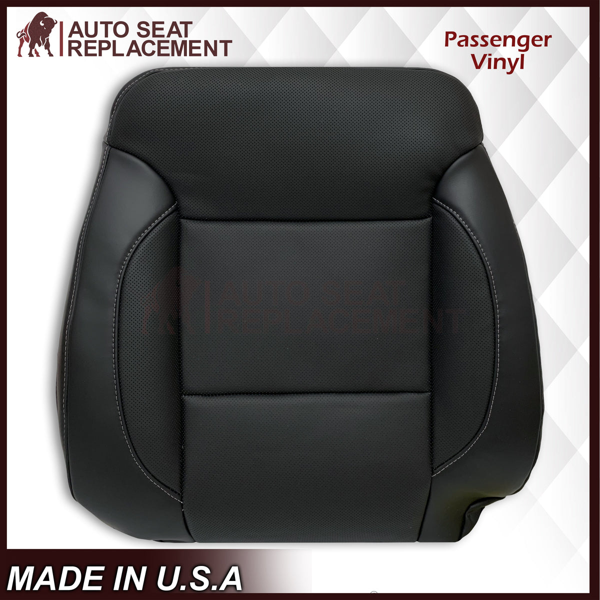 2014 - 2019 Chevy Silverado Tahoe Suburban & GMC Yukon Perforated Leather Seat Cover Replacement in Black (Perforated Jet Black)