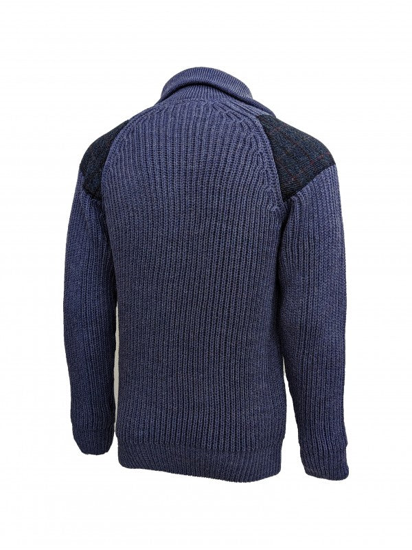 Crofter Chunky 1/4 Zip Neck Sweater - Harris Tweed Patches