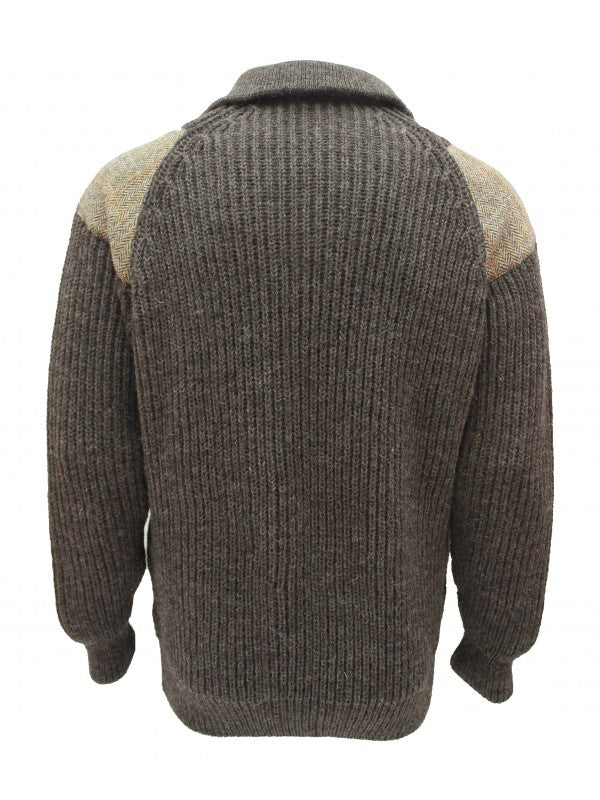 Crofter Chunky 1/4 Zip Neck Sweater - Harris Tweed Patches