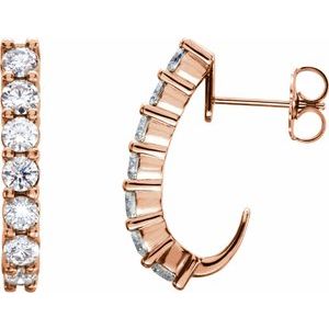 14K Rose Gold 1 1/4 CTW Lab-Grown Diamond J-Hoop Earrings