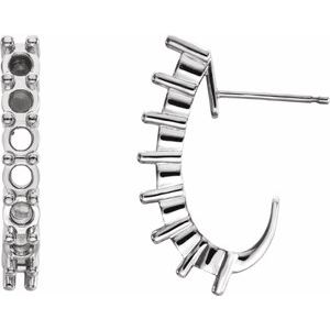 14K White Gold 3 mm Round J-Hoop Earring Mounting