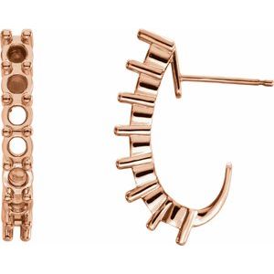 14K Rose Gold 2.4 mm Round J-Hoop Earring Mounting