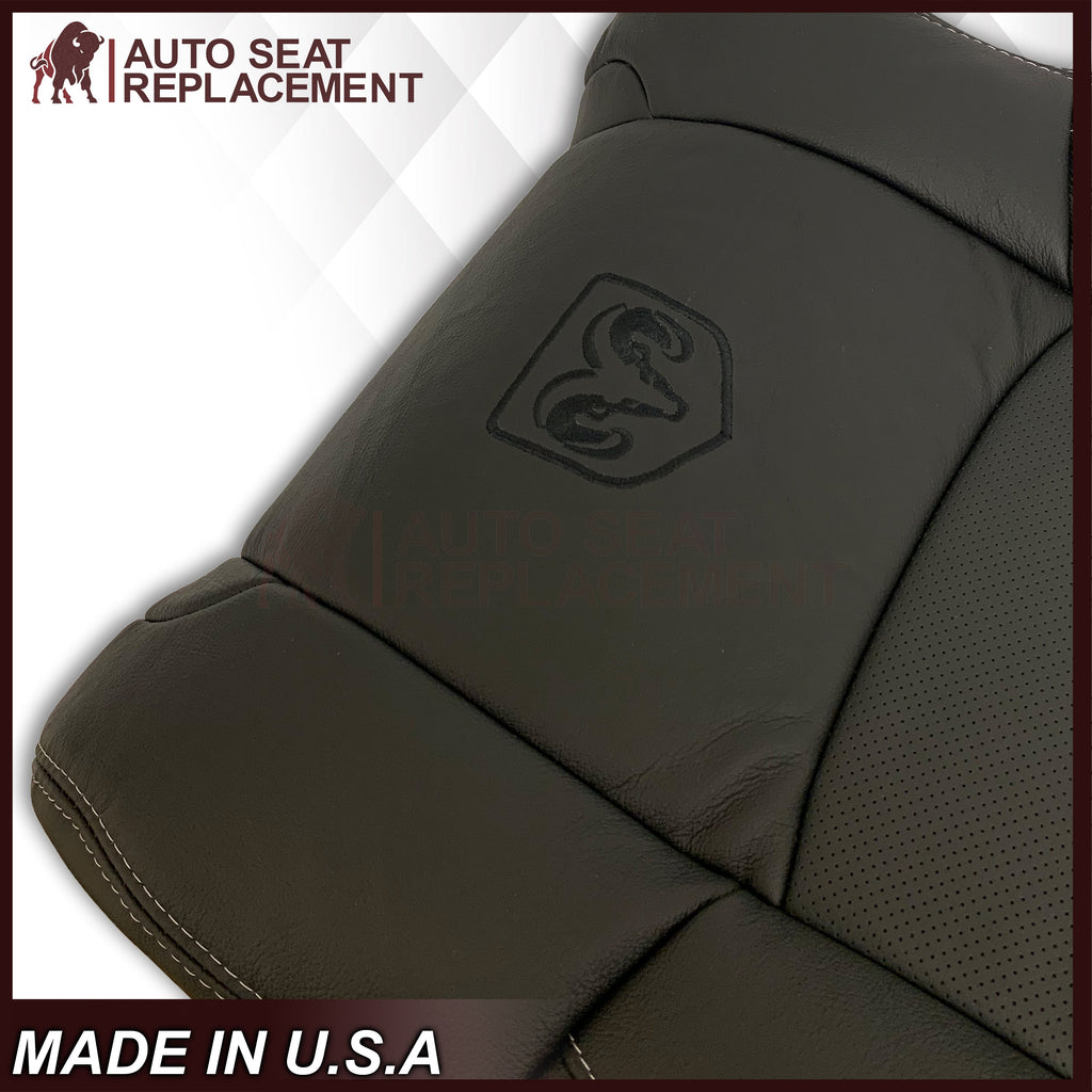 2009 - 2012 Dodge Ram 1500 2500 3500 Laramie Bottom Or Top Replacement Seat Cover in Dark Slate (Dark Gray) With Perforated Inserts