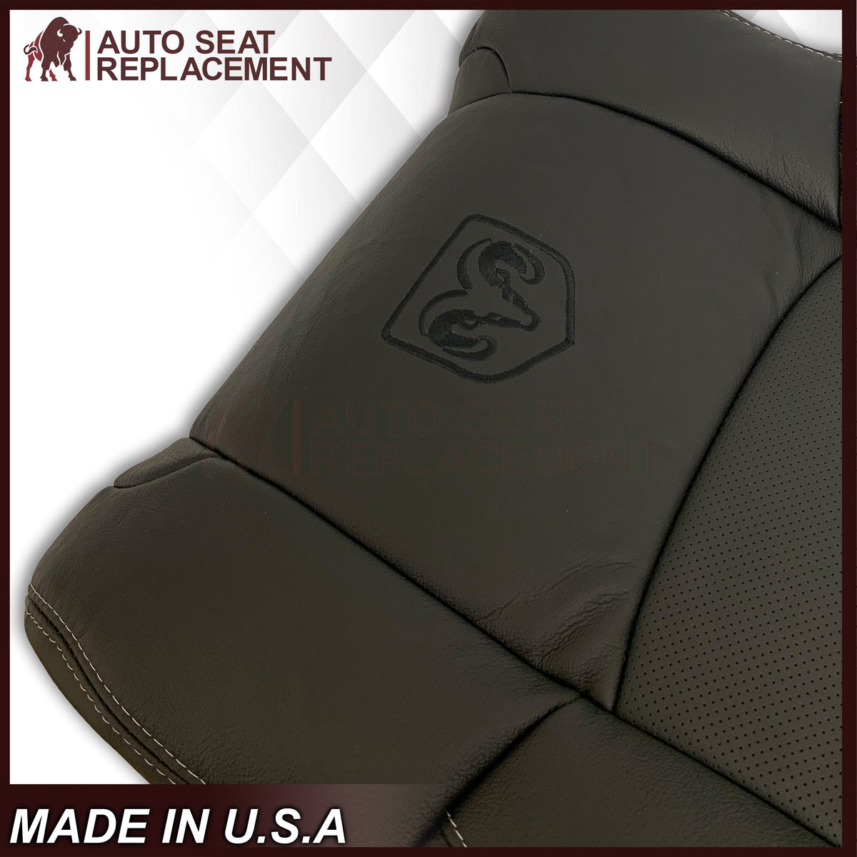 2009 - 2012 Dodge Ram 1500 2500 3500 Laramie Bottom Or Top Replacement Seat Cover in Dark Slate (Dark Gray) With Perforated Inserts