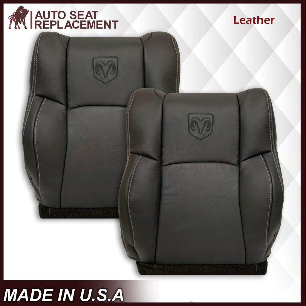 2009 - 2012 Dodge Ram 1500 2500 3500 Laramie Bottom Or Top Replacement Seat Cover in Dark Slate (Dark Gray) With Perforated Inserts