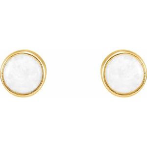 14K Yellow Gold Natural White Opal Earrings – image 2