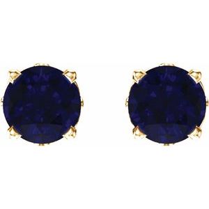14K Yellow Gold Natural Blue Sapphire Scroll Setting® Stud Earrings – image 2