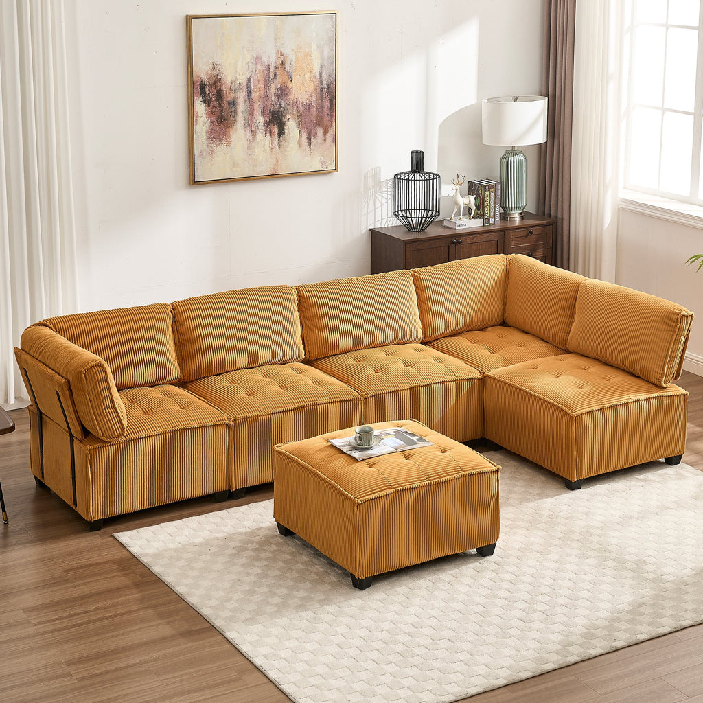 UNITED WE WIN Modular Sectional Sofa U Shaped Modular Couch with Reversible Chaise Modular Sofa Sectional Couch,6- Seat Convertible Sofa,Fit for Living Room