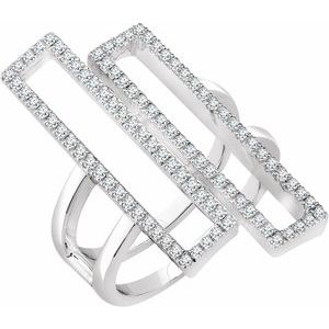 14K White Gold 1/2 CTW Natural Diamond Geometric Ring