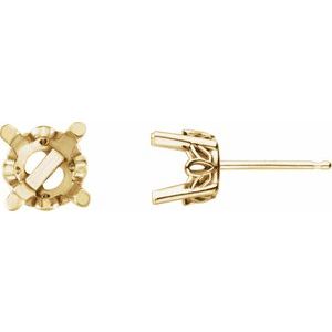 14K Yellow Gold 10 mm Round 4-Prong Scroll Setting® Earring Mounting