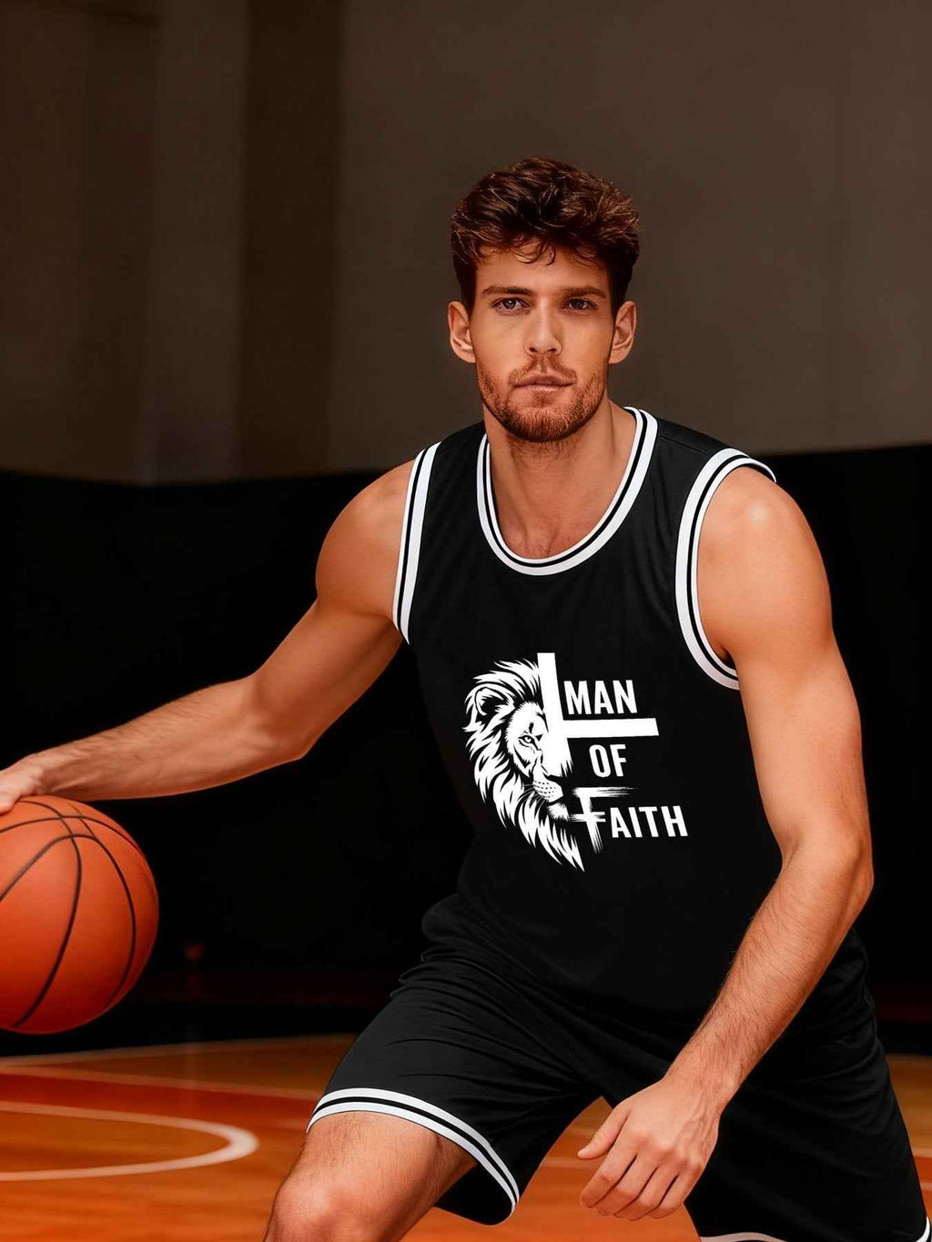 Man of Faith Adult Black Basketball Jersey | Front & Back Printing