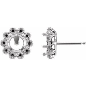 Platinum 6.5 mm Halo-Style Earring Mounting