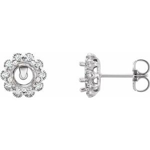 14K White Gold 5 mm Round 1/4 CTW Natural Diamond Semi-Set Earrings