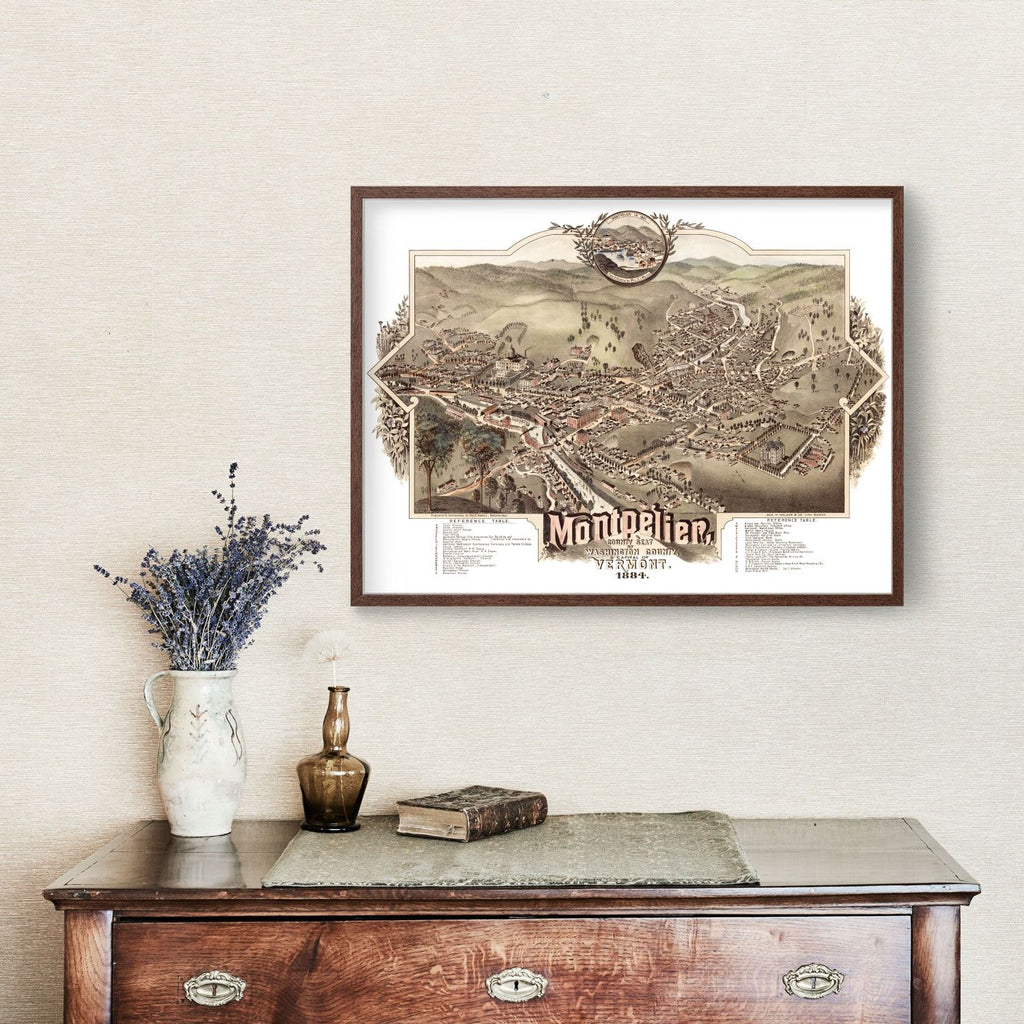 Vintage Map of Montpelier, Vermont 1884