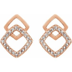 14K Rose Gold 1/10 CTW Natural Diamond Geometric Earrings