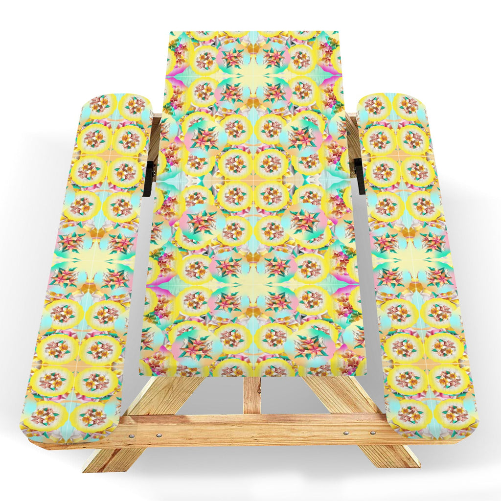 Circle Floral Pastel Pattern Picnic Table & Bench Covers Set 60"x30" | Ships from USA