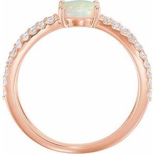 14K Rose Gold Natural White Opal & 1/3 CTW Natural Diamond Ring