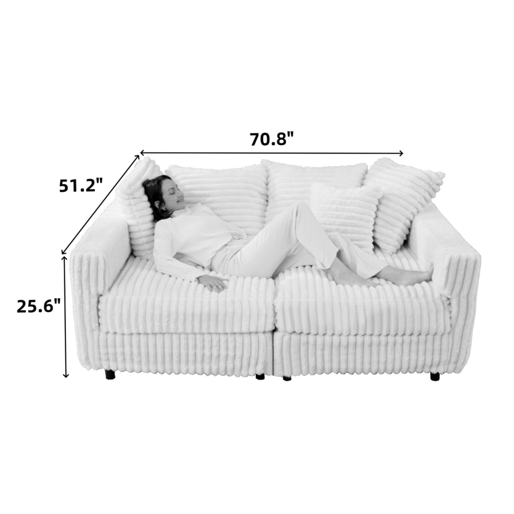 104.3' Plush Corduroy 4-Seat Sofa,Modern Comfy Upholstered Sofa Cloud Couch,Deep Seat Couches with Soft Pillows,Convertible Deep Seat Sofa Lounge Chair for Living Room Bedroom,Apartment,Office