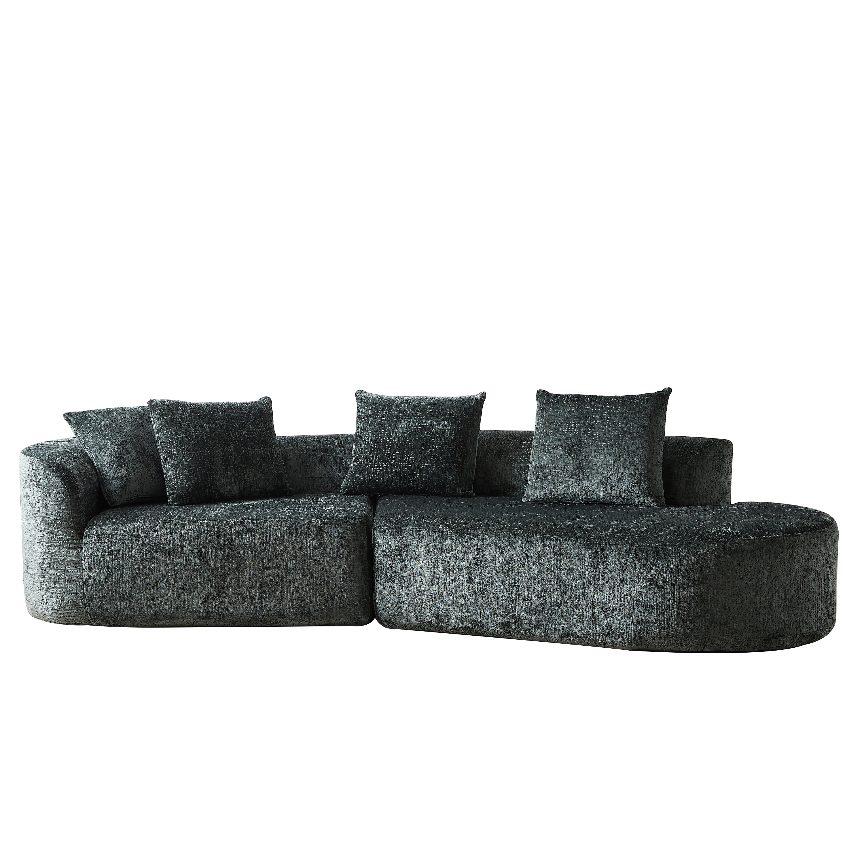 Modern Upholstered Oversized Sectional Sofa, 114-Inch Chenille 4-Seater Extra Deep & Wide Seat Curved Cloud Couch with 4 Throw Pillows, Free Combination Sofa Couch for Living Room,Bedroom