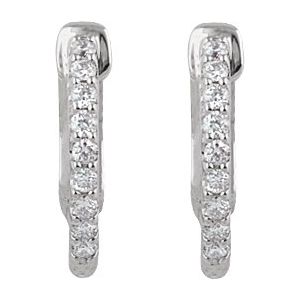 Sterling Silver Imitation White Cubic Zirconia Inside-Outside 14.5 mm Hinged Hoop Earrings – image 2