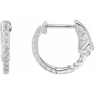 Platinum 1/4 CTW Natural Diamond Inside-Outside 14.5 mm Hinged Hoop Earrings