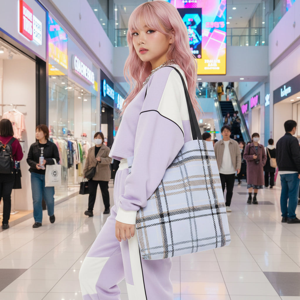 Blue Plaid Tote Bag