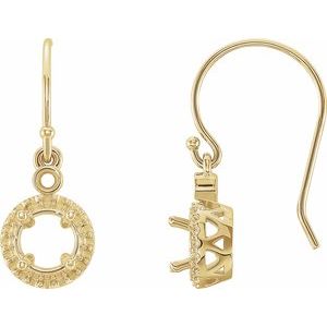 14K Yellow Gold 5 mm Round Halo-Style Earring Mounting