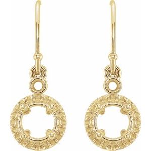 14K Yellow Gold 5 mm Round Halo-Style Earring Mounting – image 2
