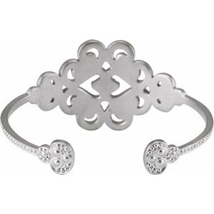 18K White Gold Accented Granulated 7" Cuff Bracelet Mounting – image 2