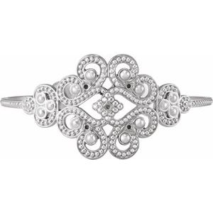 18K White Gold Accented Granulated 7" Cuff Bracelet Mounting