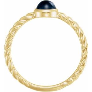 14K Yellow Gold Natural Blue Sapphire Cabochon Ring