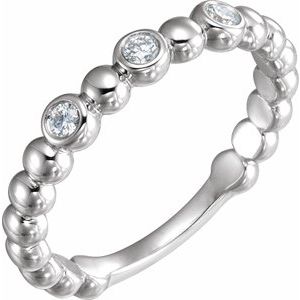 Sterling Silver 1/8 CTW Natural Diamond Beaded Ring
